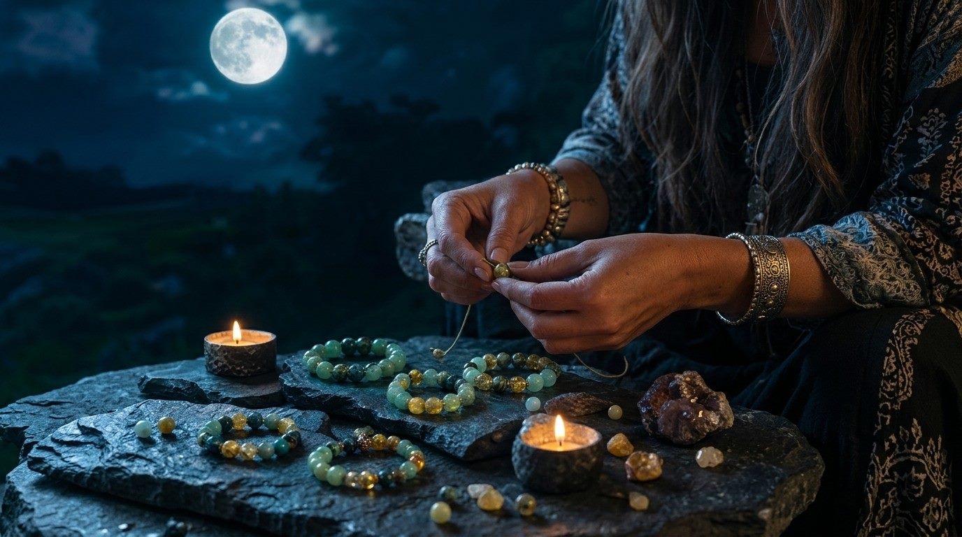 Bracelets Abondia préparés à la lumière de la pleine lune