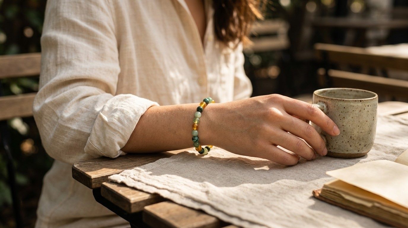 Le bracelet Abondia porté au poignet